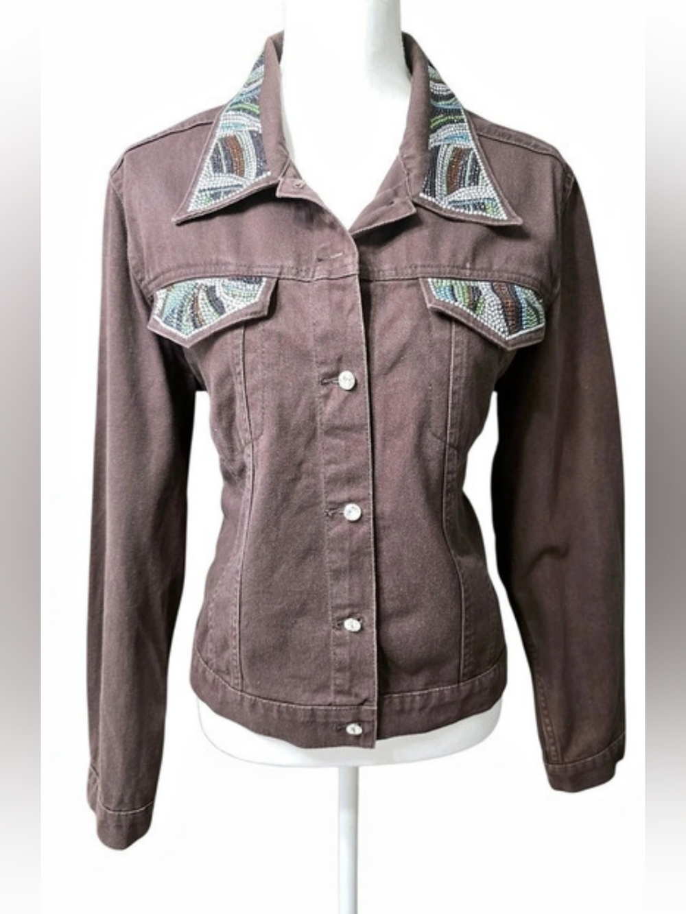 Christine Alexander Embellished Brown Jean Jacket